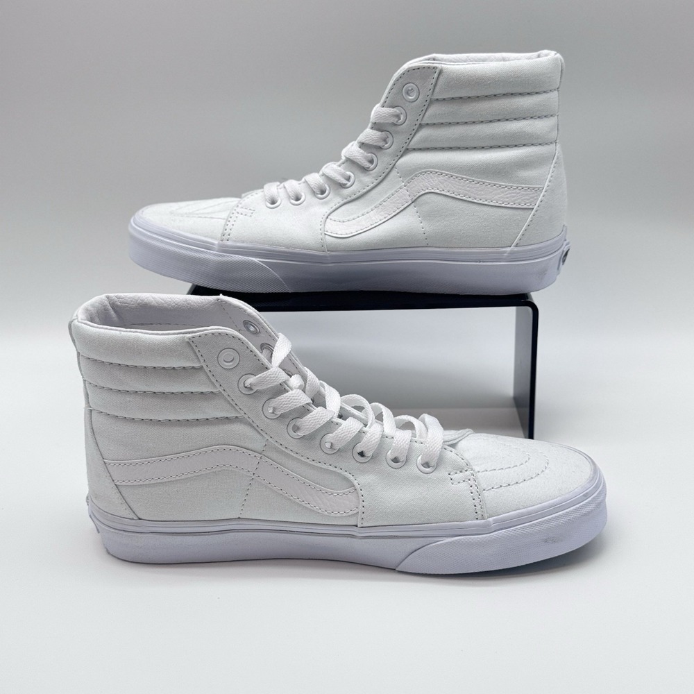 Size 8M,9.5W- VANS Sk8-Hi Shoes Mens White High Top Sneakers Canvas Skateboard